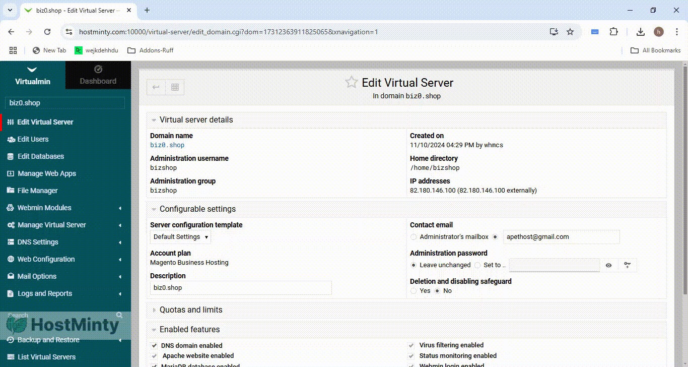 Magento Optimized Hosting - Effortless Magento Installation with Virtualmin